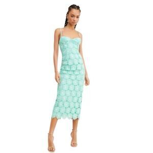 Saylor Floral Eyelet Midi Dress Light Blue Size Small Feminine Romantic